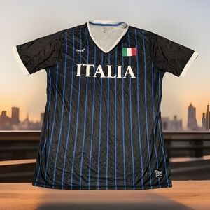 Mitre Elite Size M Shirt Mens Soccer Futbol Blue Black Italia Sportswear Jersey